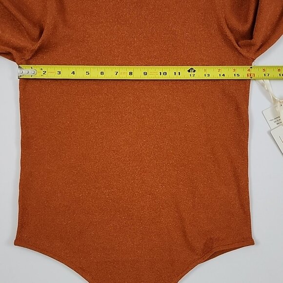 Athleta x Alicia Keys Women's Bodysuit Merino Wool Burnt Orange Gold Speck Sz M - Picture 13 of 15
